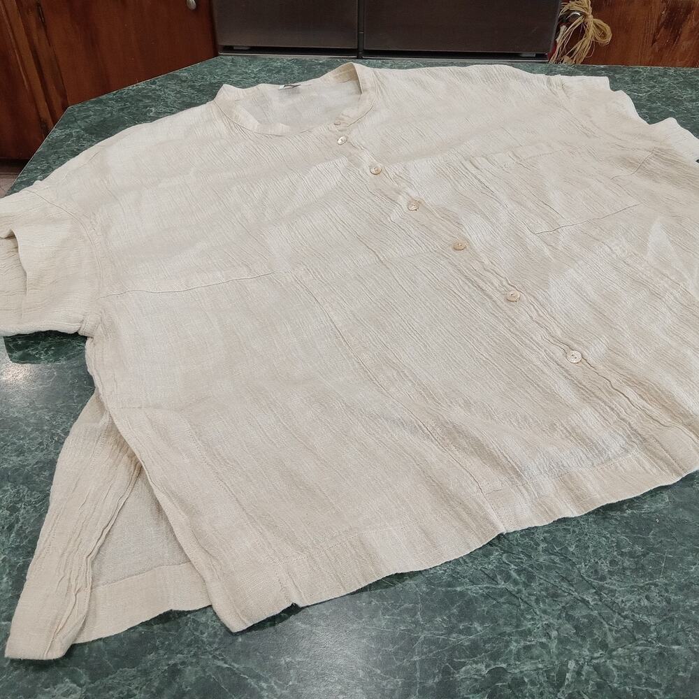 Poetry Cream Button-Front Textured Blouse